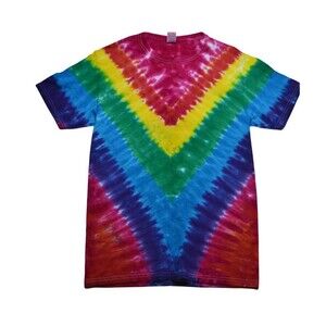 Tie Dye Unisex Small Multicolor V Fold Short Sleeve T-Shirt